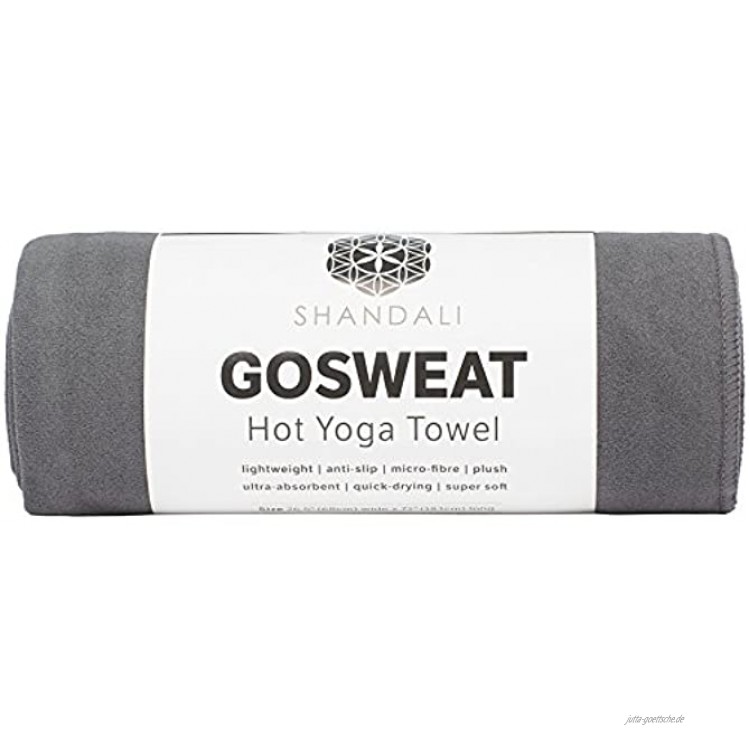 Hot Yoga Handtuch – Wildleder – 100 % Mikrofaser super saugfähig Bikram Yogamatte Handtuch – Übung Fitness Pilates und Yoga-Ausrüstung – Grau 67,3 x 182,9 cm