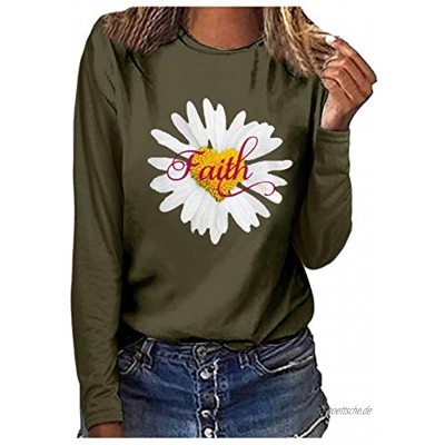Sweatshirt Damen Casual Sun Flower Printed Langarmshirt Rundhals Pulli Bluse Top Pullover Oberteile Casual Tunika Basic Top