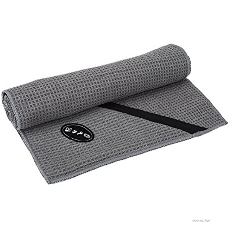 TAKE FANS Yoga-Handtuch – Mattengröße aktiv trocken rutschfest feuchtigkeitsableitend schweißabsorbierend Mikrofaser Hot Yoga-Handtuch für Damen und Herren 30 x 110 cm grau