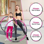 Surwit Hula Fitness Reifen Hoop Reifen für Erwachsene & Kinder zur Gewichtsabnahme und Massage,6-8 Teiliger Hoop Reifen rosa grau