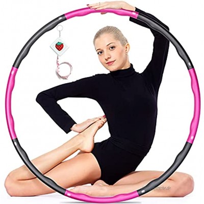 Surwit Hula Fitness Reifen Hoop Reifen für Erwachsene & Kinder zur Gewichtsabnahme und Massage,6-8 Teiliger Hoop Reifen rosa grau
