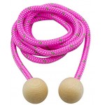 Springseil aus Holz buntes Seil 250 cm Holzkugeln Springseil Hüpfseil Seilspringen Qualität made in Germany 3007 Pink