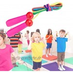 Springseil Kinder 2 Stück 2.6M Verstellbare Seilspringen Fitness Kinder mit Holzgriff und Baumwollseil Rope Skipping Seil Kids für Jungen und Mädchen