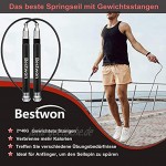 Springseil Schraubenfreies Seilspringen mit Gewichtsstangen & 360° Kugellager Springseil Erwachsenen Fitness für Männer und Frauen