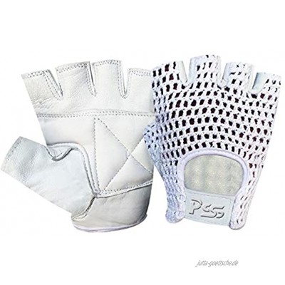 Prime Leder Netz Handschuhe Fingerlos Für Fahrradfahren Fitness Radfahren Autofahren Bodybuilding Gewichtheben Weiß Weiß M