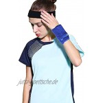 2 Stück Schweißband mit Tasche und Reißverschluss Sportarmband Schwarz und Blau Handgelenk-Wickeltasche für Sport