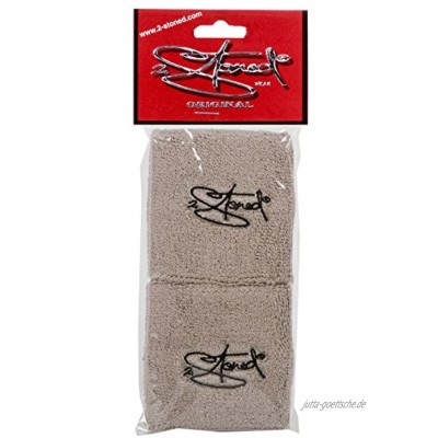 2Stoned Handgelenk-Schweißbänder Einfarbig im Doppelpack 8 cm breit mit Stick für Damen und Herren