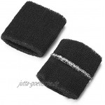 Sourcingmap® 10 Pack Athletisch Baumwolle Frottier dünn Handgelenk Schutz Schweißband Schwarz