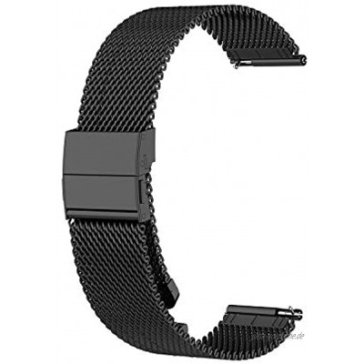 INF Armband kompatibel mit Garmin VivoActive 3 Move HR Edelstahl Stilvolles Armband für Smartwatch Schwarz 20 mm