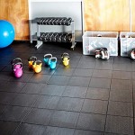 Certeo Fitnessboden Schwarz | Gummi | HxBxT 1,6 x 90 x 90 cm | VE 6 | Home Gym | Gummimatte Anti-Ermüdung Gymfloor Fitnessmatte