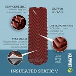 Klymit Insulated Static V Sleeping Pad Lightweight 2.5 Inches Thick Sleep Comfort for Backpacking Cold Weather Camping and Hiking Inflatable Camping Mattress