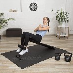 Relaxdays Bodenschutzmatte Set Fitnessgeräte 30x30cm 2,1m² stoßdämpfende Schutz Unterlagen Stärke 1cm schwarz