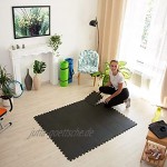 Relaxdays Bodenschutzmatte Set Fitnessgeräte 30x30cm 2,1m² stoßdämpfende Schutz Unterlagen Stärke 1cm schwarz