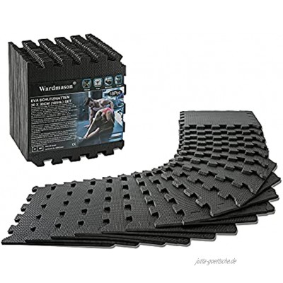 Wardmason Bodenschutzmatte Fitness Bodenschutzmatte Puzzlematten Rutschfeste Schutzmatten für Fitnessraum&Fitnessgerät-30×30cm,1cm Dick.mit Rand 18 St
