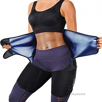 liunian459 4 in 1 Sauna Sweat Waist Trimmer Oberschenkel für Frauen & Männer Weight Loss Body Shaper Bauchkontrolle Taille Trainer Workout Belt