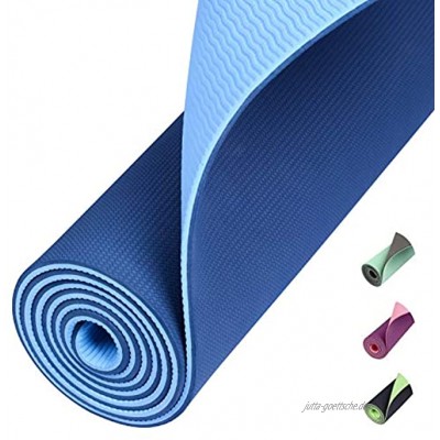 Brand – Eono TPE Yogamatte rutschfest Gymnastikmatte Pilates Matte Sportmatte Fitnessmatte Jogamatte Blau