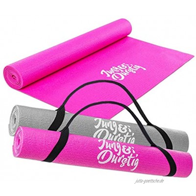 Jung & Durstig 2in1 Yogamatte gepolstert & rutschfest | Gymnastikmatte mit Yogastrap | Fitnessmatte inklusive Ebook Workout | Sportmatte Maße 173 x 61 cm