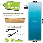 Premium Design Yogamatte Tasche Set – Rutschfest – extra dick – 4 mm – Naturkautschuk – Vegan – Umweltfreundlich – Schadstofffrei inkl. Tragegurt Plus Yogatasche aus Kork –Ideal für Hot Yoga Bikram