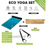 Premium Design Yogamatte Tasche Set – Rutschfest – extra dick – 4 mm – Naturkautschuk – Vegan – Umweltfreundlich – Schadstofffrei inkl. Tragegurt Plus Yogatasche aus Kork –Ideal für Hot Yoga Bikram