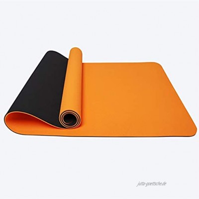 Reyke rutschfeste TPE-Yogamatte Trainingsmatte Umweltfreundliches zweifarbiges Fitness-Pad mit Tragegurt robuste Trainingsmatte mit Körperausrichtung für Yoga Pilates Gymnastik -183 x 61 x 0,6 cm