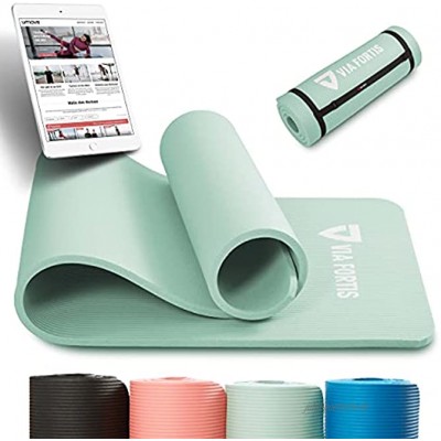 VIA FORTIS Gymnastikmatte inkl. Tragegurt rutschfest & robust 193 x 61 x 1,5cm Sportmatte Yogamatte ideal für Yoga Pilates Workout Outdoor Gym & Home