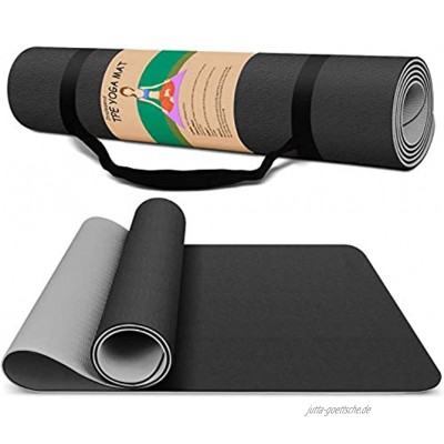 Yogamatte rutschfest 183x61x0.8cm super weiche Yoga Matte aus TPE leichte Sportmatte mit Tragegurt&Tasche