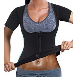 Bingrong Damen Sauna Effekt Anzug Fitness Taille Waist Trainer Neopren Shirt Top für Sport Workout Korsett Heiße Body Shaper