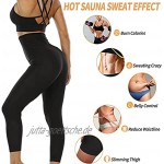Shujin Damen Schwitzhose Zum Abnehmen Hohe Taille Neopren Sauna Hosen Gewichtsverlust Training Fitness Leggings Shorts Bauchkontrolle Body Shaper