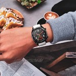 AISPORTS Armband für Huawei Watch GT 22 mm Leder Damen Herren Armband Edelstahl Schmetterling Schnalle Armband Ersatzband für Samsung Galaxy Watch 46 mm Gear S3 Frontier Classic