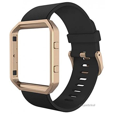 Heyroy Fitbit Blaze Frame + Armband Silikon Ersatz Replacement Wrist Band Strap Uhrenarmband mit und Metallrahmen für Fitbit Blaze Smart Fitness Watch