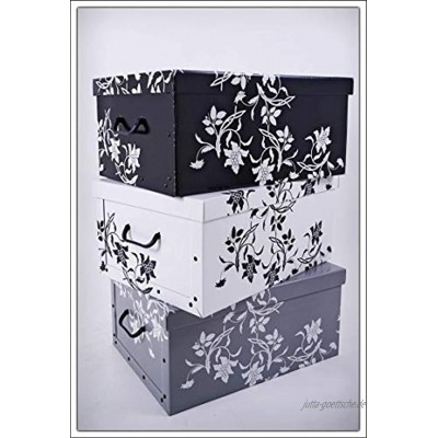 LCSA Aufbewahrungsbox Blumen 3er Set Box Stapelbox Dekobox Geschenkbox