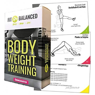 Bodyweight Trainingskarten komplette Workouts gestalten Fitness für den ganzen Körper Sport zuhause + Jede Übung als Video