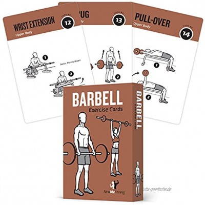 Exercise Cards Barbell By Newme Fitness Contains 50 Barbell Exercises Total Body Workout- Perfect For Home Workouts Your Personal Trainer Large Durable Waterproof 3.5"X5" Cards