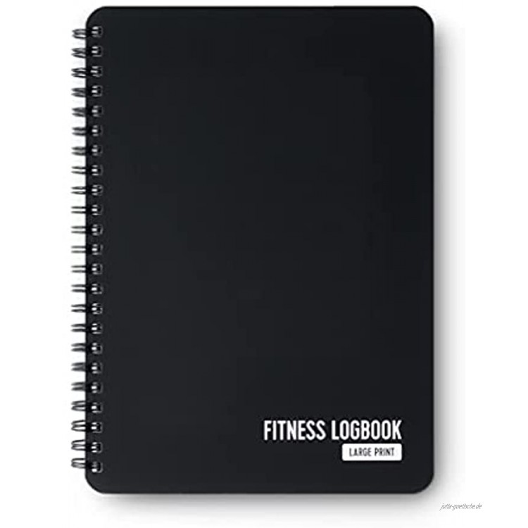Fitness Logbuch Softcover schwarz groß bedruckt