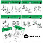 NewMe Fitness Trainingskarten für Fitnessgeräte 62 Stück geführte Workouts für Stärke & Cardio illustrierte Fitnesskarten mit 50 Übungen für Männer & Frauen groß langlebig wasserdicht