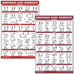 QuickFit Widerstandsbänder und Widerstandsschlaufen Workout-Poster – Set mit 2 laminierten Diagrammen – Widerstandsband-Röhren und Schlaufen Übungstabellen