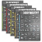 Windhund Fitness Poster 5er-Set Bodyweight Sling Gymball Dehnen Blackroll
