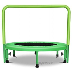Mini-Trampolin für Kinder Tragbares Kindertrampolin mit verstellbarem Handlauf und sicher gepolsterter Abdeckung für Indoor-Outdoor-Jump-Sportarten