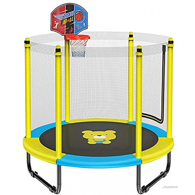 Verstärktes Trampolin für Kinder Fitness-Trampolin mit Basketballkorb Recreational Rebounder Trampolin für Outdoor Indoor Jump Sports,Gelb
