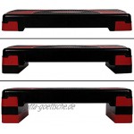 ScSPORTS Stepper Stepbench Aerobic-Fitness-Steppbrett schwarz rot 3-Fach höhenverstellbar 78 x 30 x 10 15 20 cm