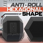 Body Revolution Hex Hantel – Gummi Eingeschlossen Sechseckig Gusseisen Hantel Gewichte – Range Von Gewicht & Größe Variationen Separat Erhältlich
