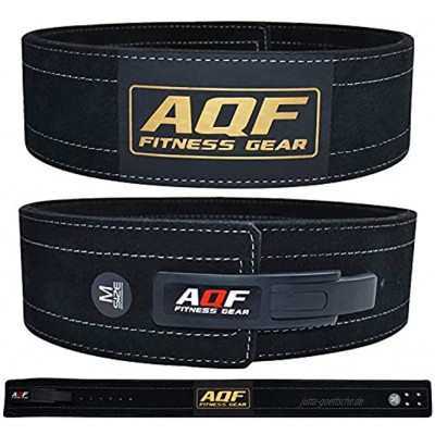 AQF Leder Gewichthebergürtel 4" Gepolsterte Lendenwirbelstütze mit Wildlederfutter und Hebel-Schnalle Powerlifting Fitness Gürtel