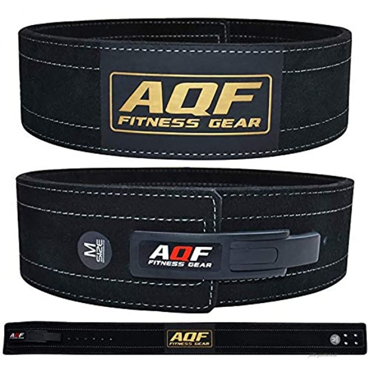 AQF Leder Gewichthebergürtel 4 Gepolsterte Lendenwirbelstütze mit Wildlederfutter und Hebel-Schnalle Powerlifting Fitness Gürtel
