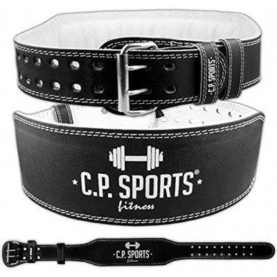 C.P. Sports Gewichthebergürtel Leder schwarz Trainingsgürtel mit Größentabelle XS XXXXXL