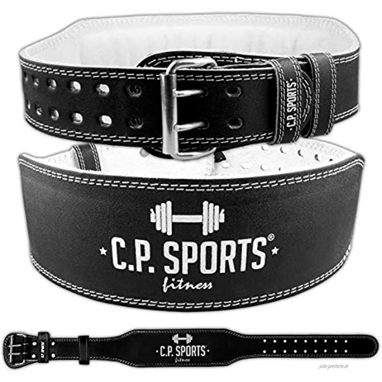 C.P. Sports Gewichthebergürtel Leder schwarz Trainingsgürtel mit Größentabelle XS XXXXXL