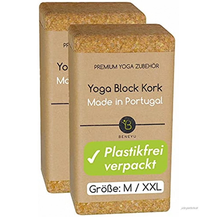 beneyu® Nachhaltiges Yoga Block Kork 2er Set Das Bewährte Yoga Block 2er Set aus 100% Naturkork Made in Portugal Ideal als Unterstützung beim Yoga und Pilates inkl. Übungen