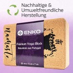 ENKO Premium Yoga Block 4er-Set 2X Yogablock aus Kork 1x Yoga Gurt inklusive Baumwolltasche Hochwertiges Yogaklotz und Gurt Set