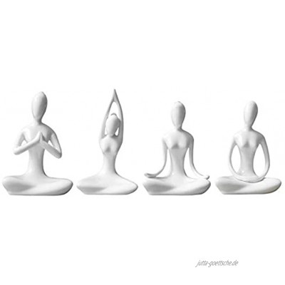 MAYOKIAAR Set von 4 Meditations-Yoga-Posen weiße Heimdekoration Keramik für Yoga-Liebhaber Frauen Yogi Freak