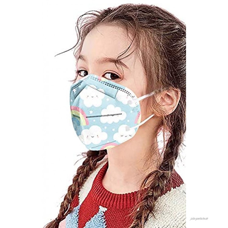 NIMIZIA 10 Stück Kinder 5 Lagige Schutz Maske,Bunt 5 Lagige Mund und Nasenschutz mit Regenbogen Druck,Atmungsaktiv Stoff Bandana für Jungen und Mädchen von 3-10 Jahren