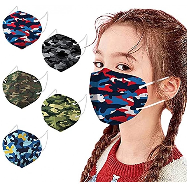 NIMIZIA 100 Stück Kinder 5 Lagige Schutz Maske,5 Lagige Mund und Nasenschutz,Bunt Camouflage Druck Staubdicht Mund-Nasen Bedeckung Atmungsaktiv Mundschutz für Jungen Mädchen